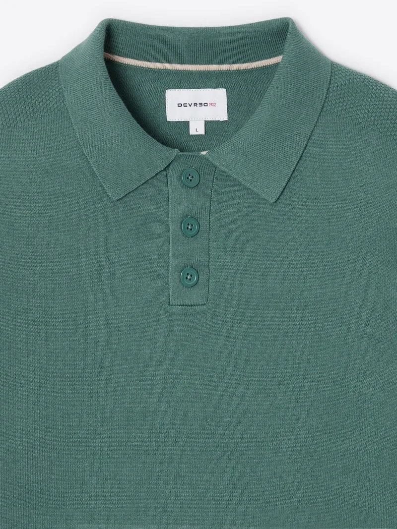 Polo boutonné en maille coton-cachemire