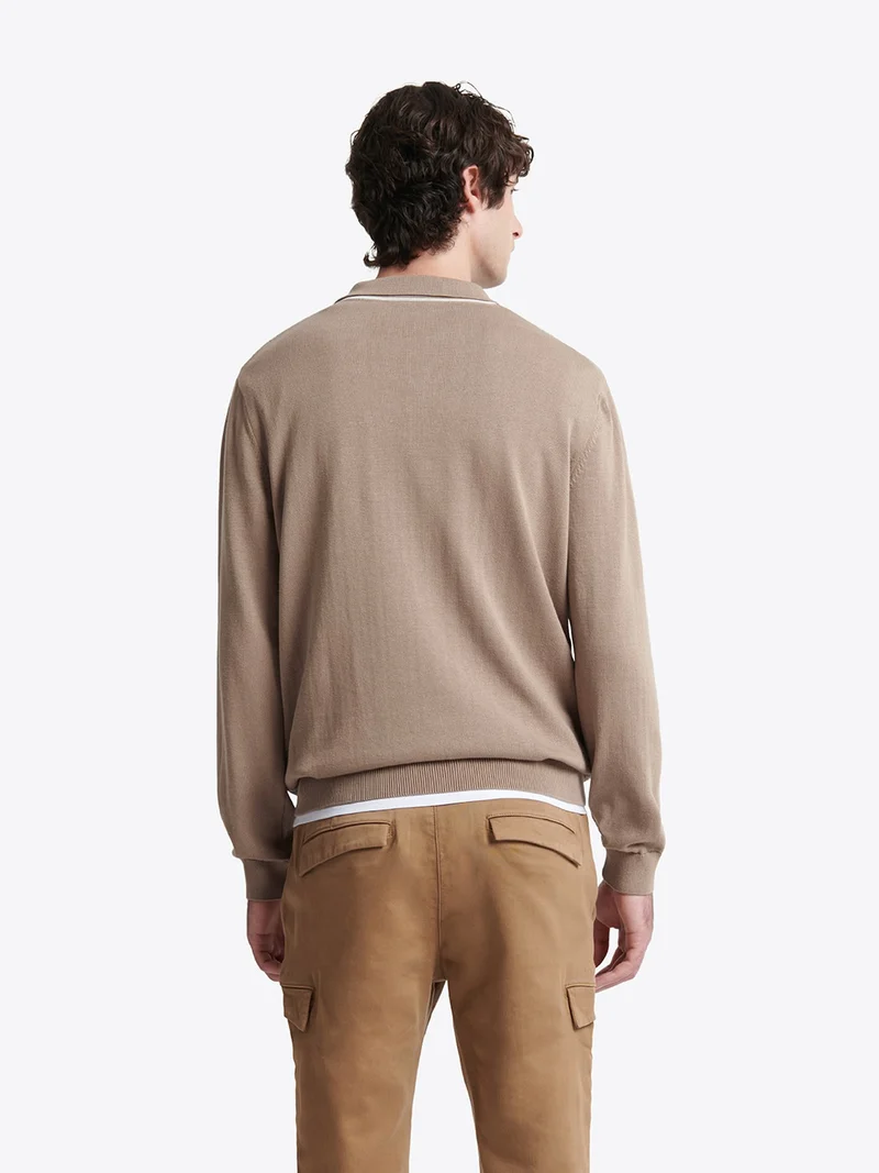 Pull col polo bicolore en coton