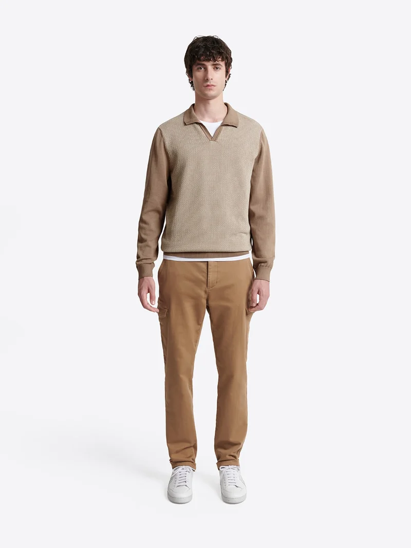 Pull col polo bicolore en coton