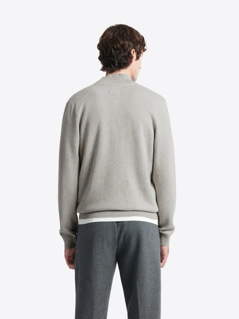 Pull col teddy boutonné en coton