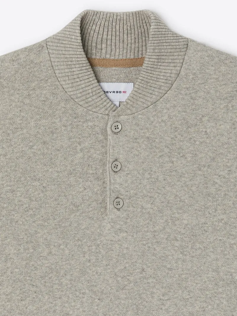 Pull col teddy boutonné en coton