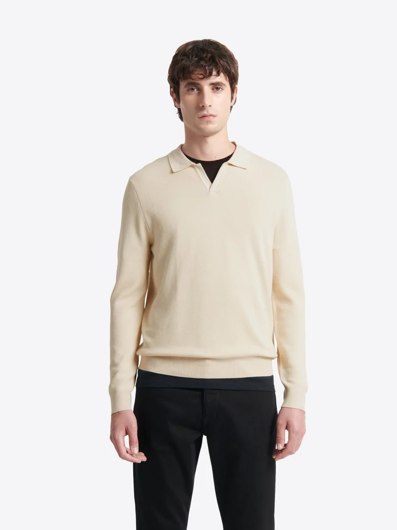 Polo maille col ouvert en viscose