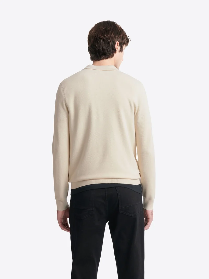 Polo maille col ouvert en viscose