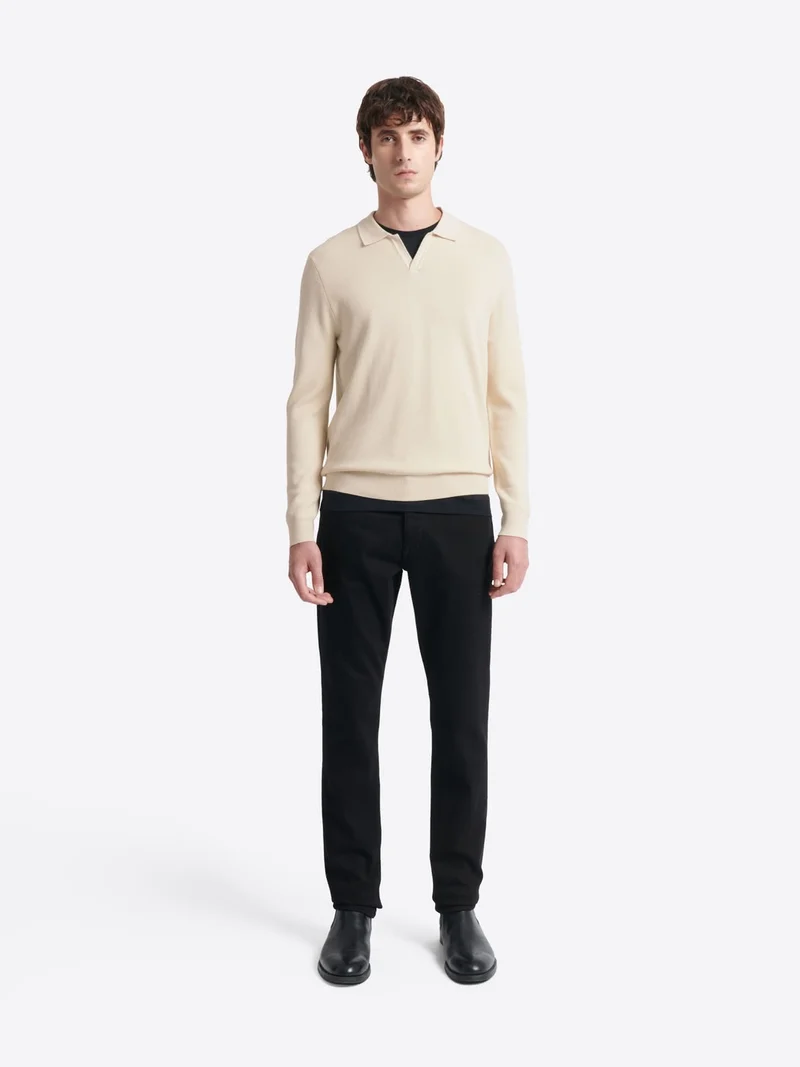 Polo maille col ouvert en viscose
