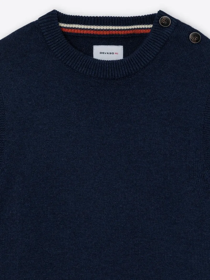 Pull épaule boutonnée en coton bio