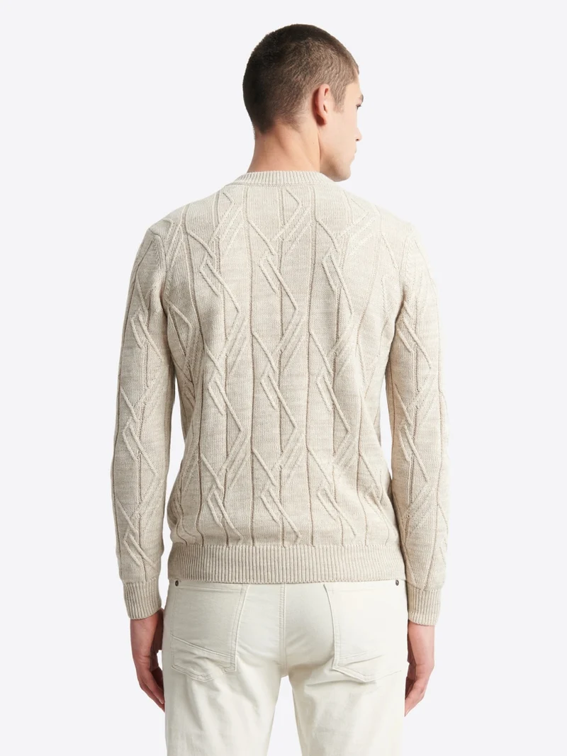 Pull col rond maille losange en coton