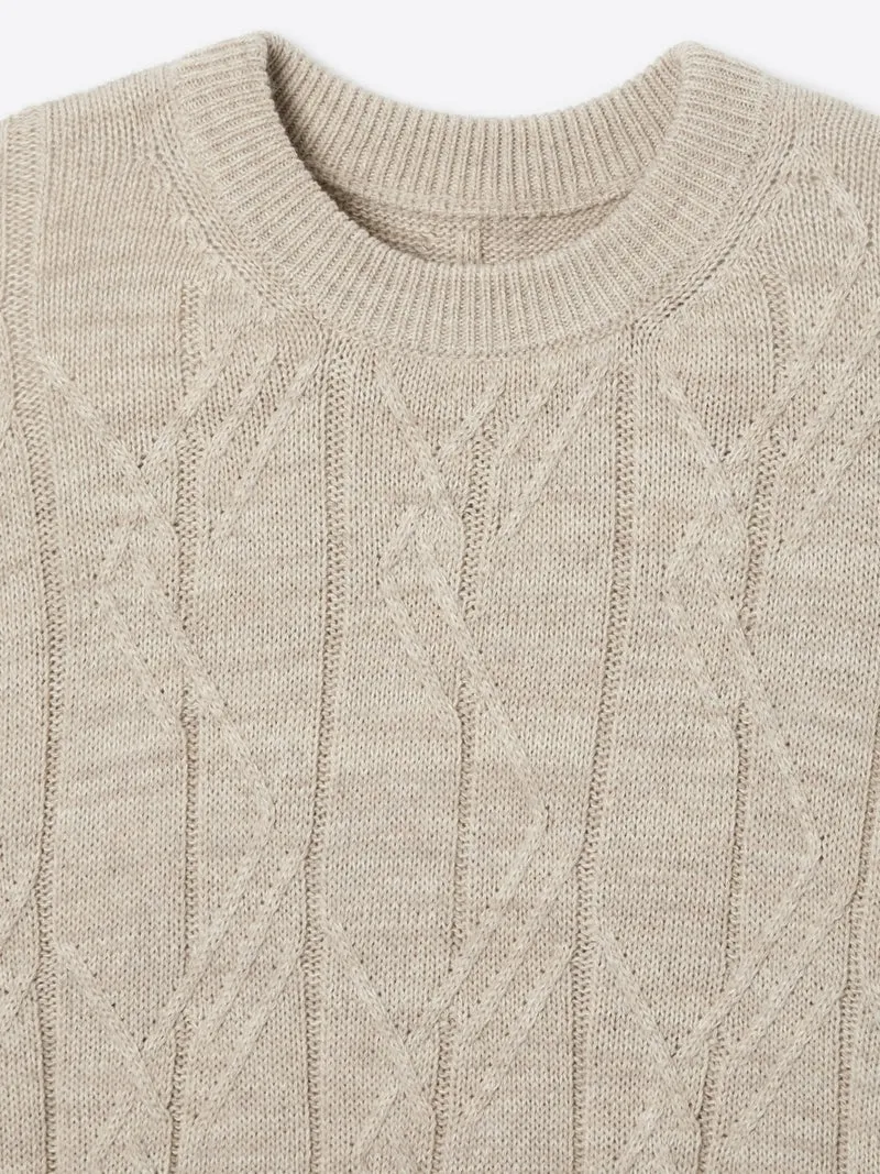 Pull col rond maille losange en coton