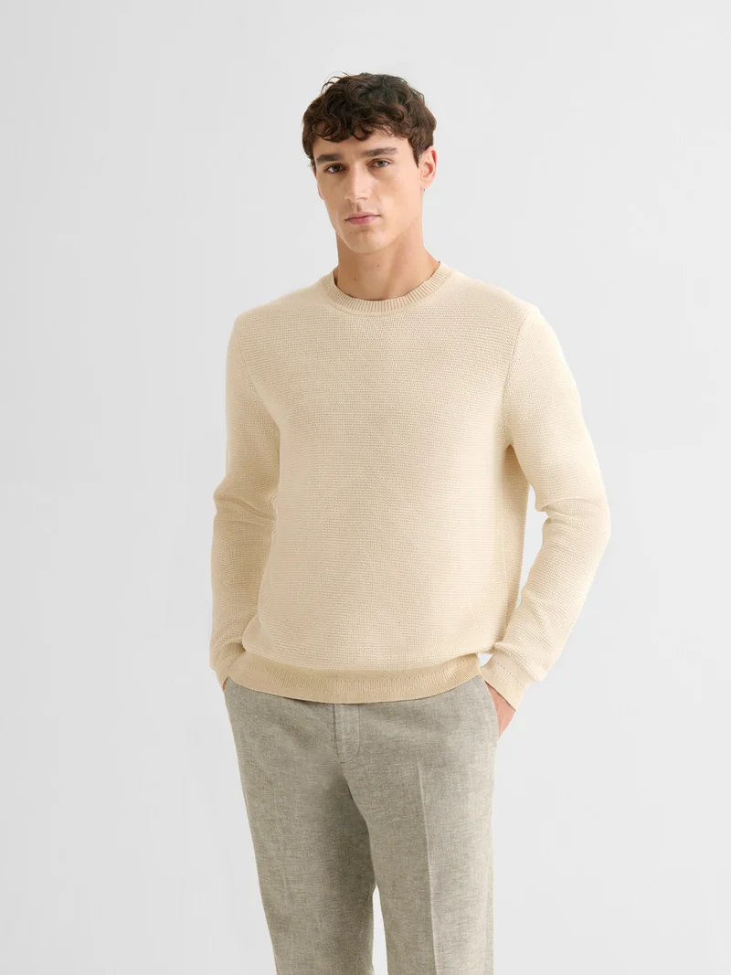 Pull col rond bicolore
