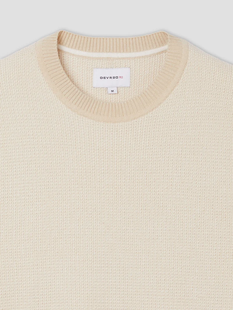 Pull col rond bicolore