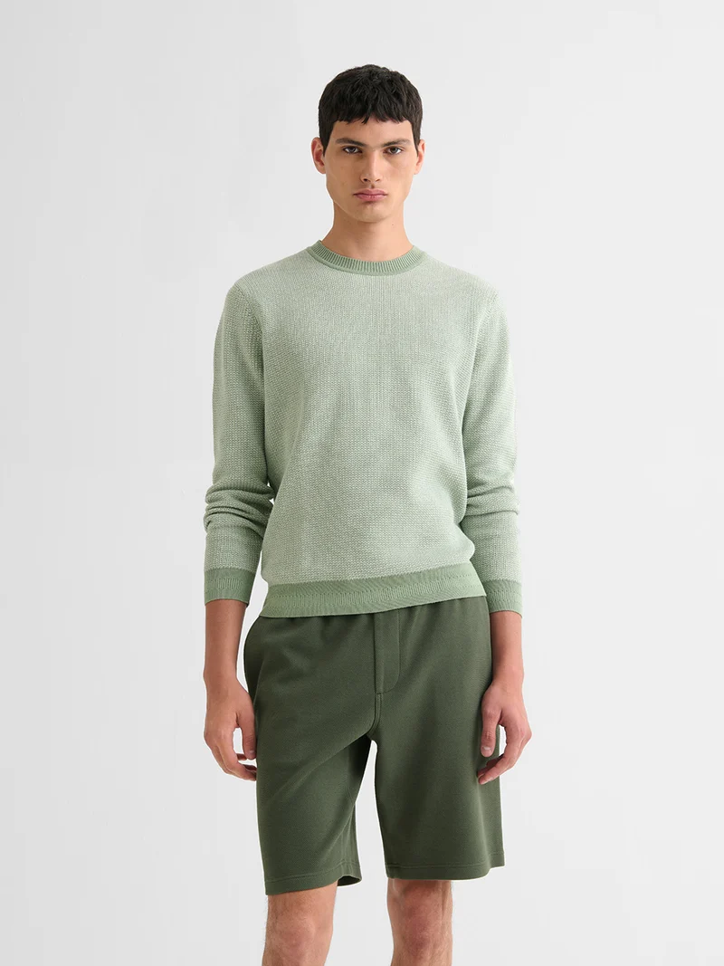 Pull col rond bicolore