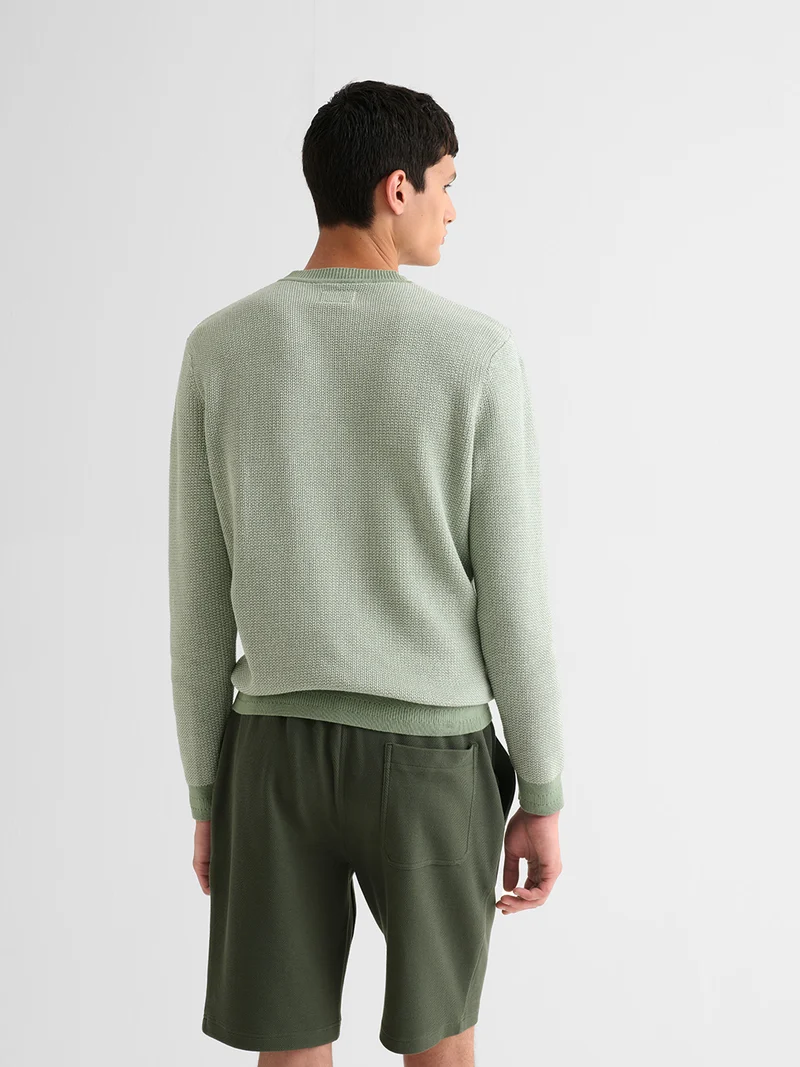 Pull col rond bicolore