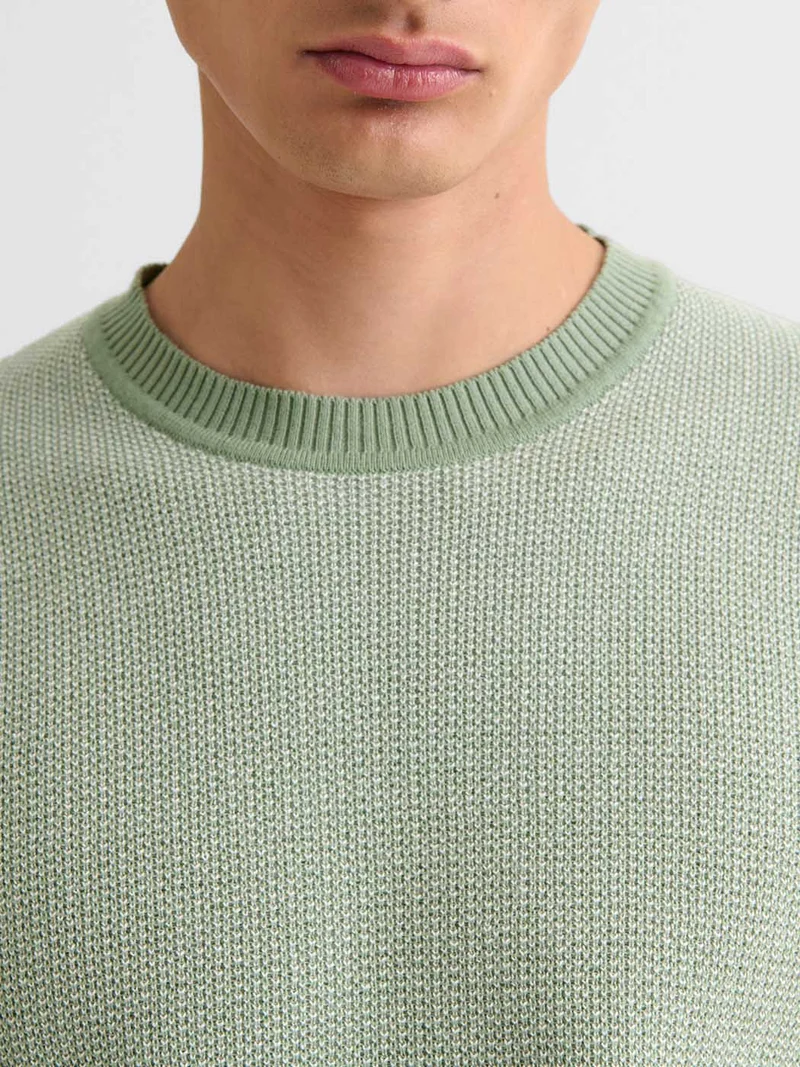 Pull col rond bicolore