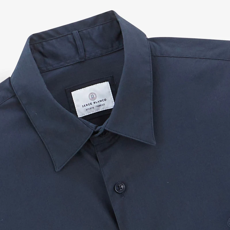 Chemise manches longues unie bleu foncé