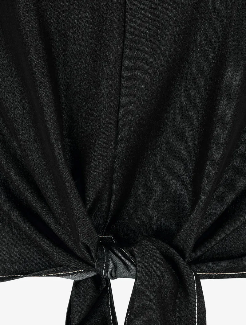 Top droit à nouer - Noir