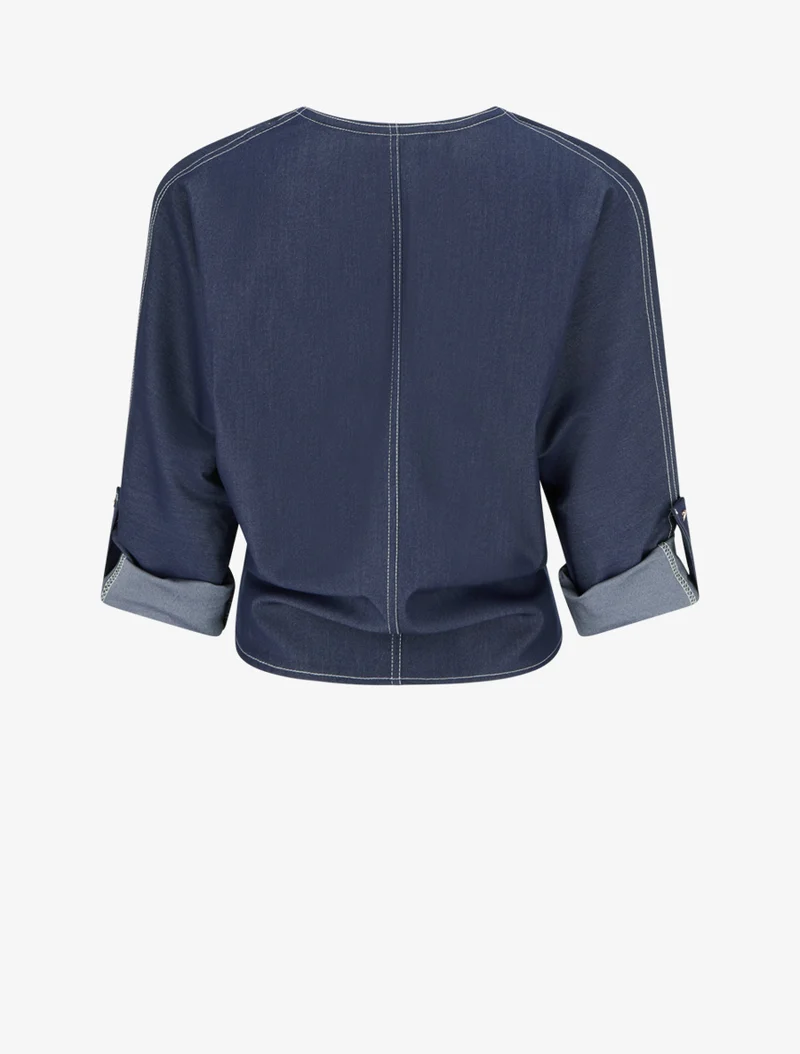 Top droit à nouer - Bleu denim