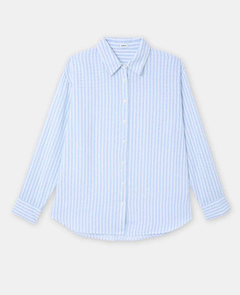 Chemise oversize rayée avec lin