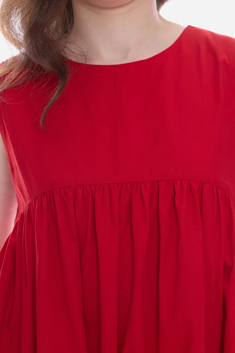 Mavia|100% Cotton Flared Maxi Dress With Pockets