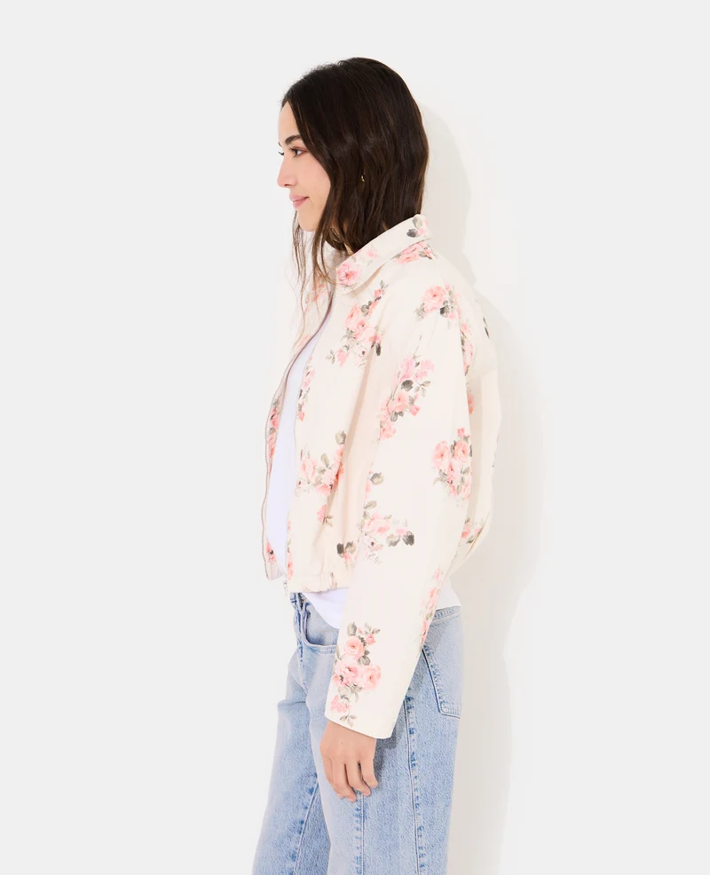 Veste boule en toile motif fleurs