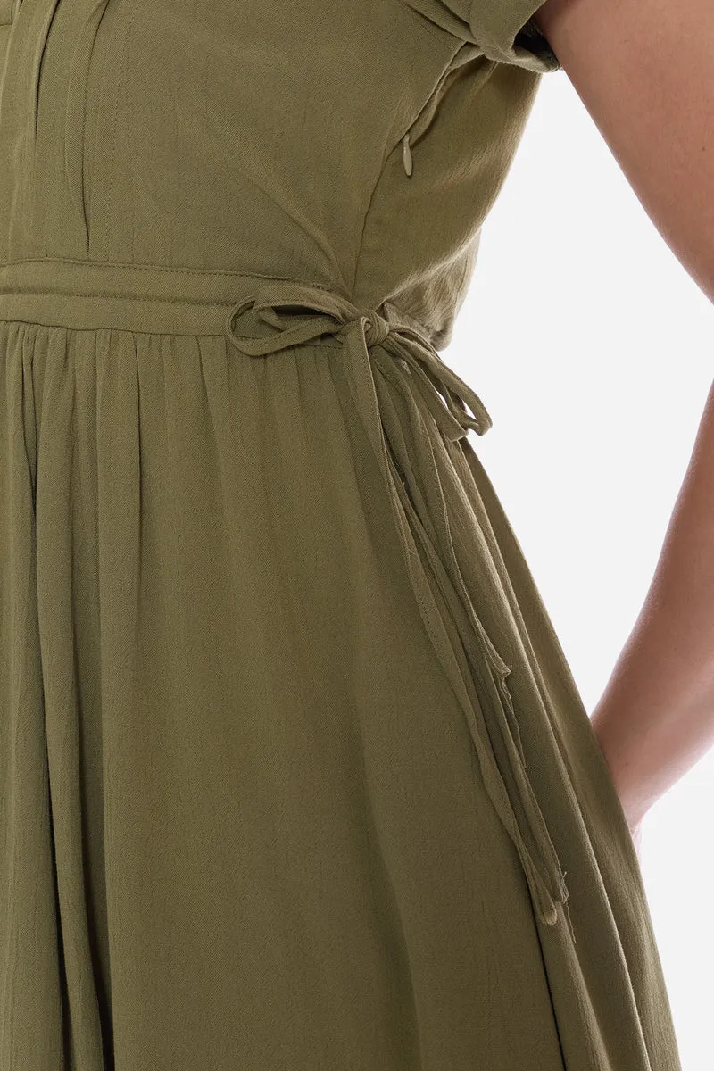 Rotel|100% Viscose Waist Adjusting Midi Dress