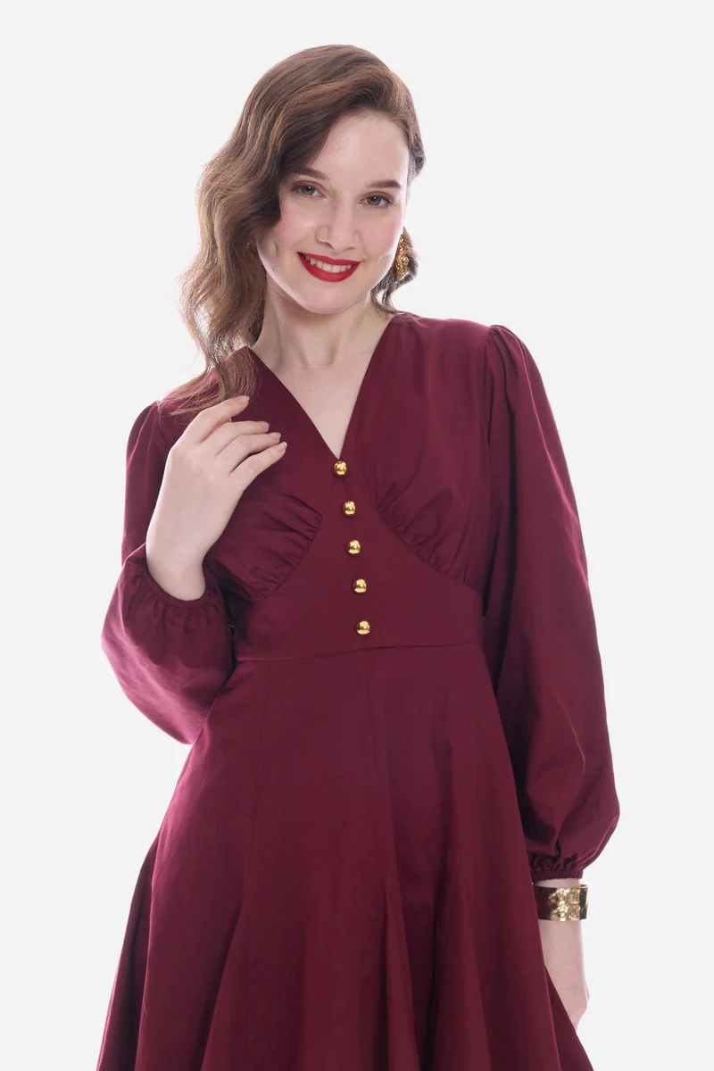 Rola|100% Cotton Godet Mini Dress With Puff