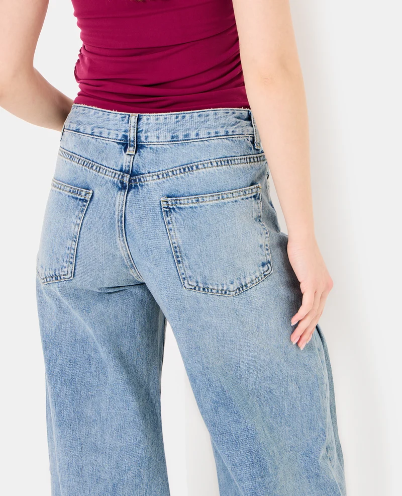 Jean extra wide taille medium avec pinces côtés