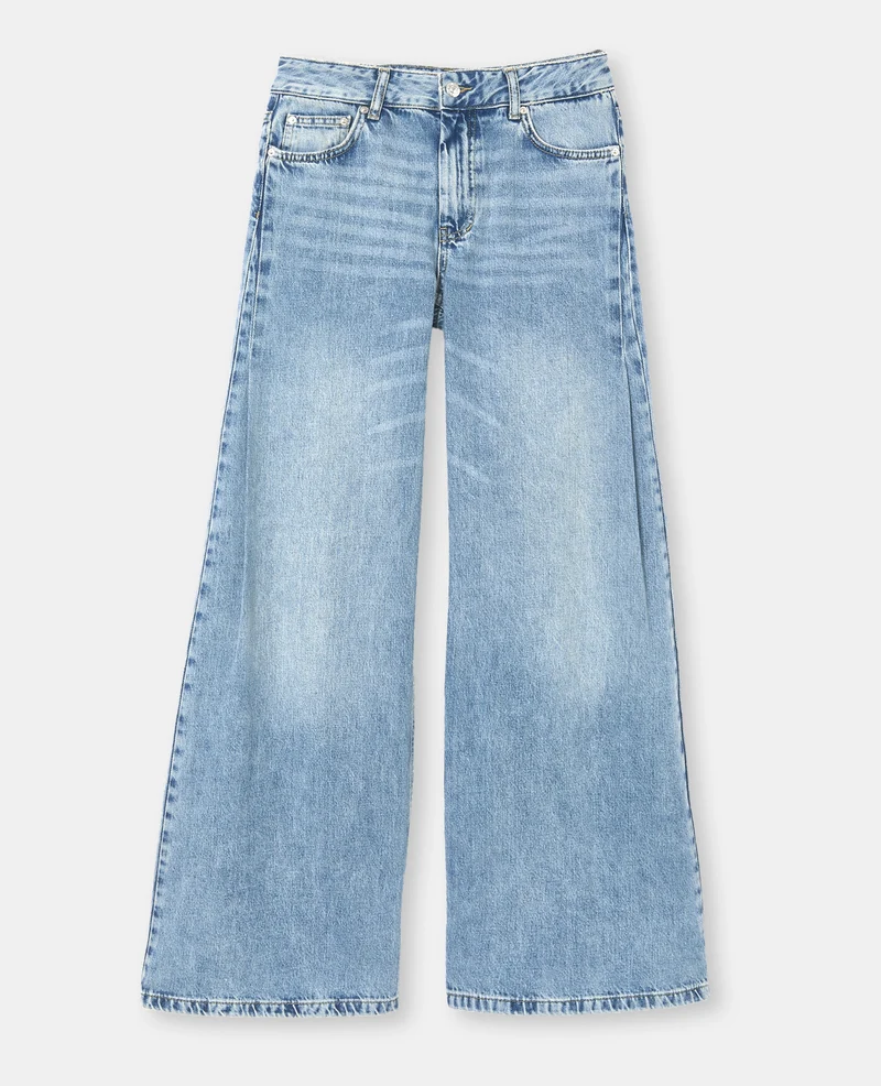 Jean extra wide taille medium avec pinces côtés