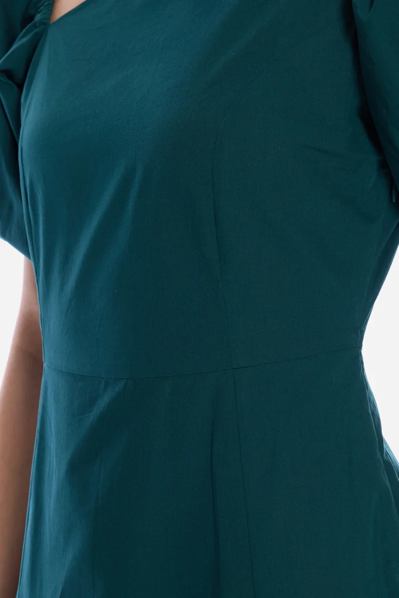 Rodia|100% Cotton Asymmetric Neck Maxi Dress