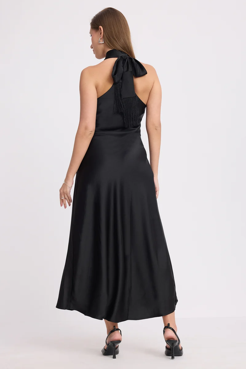 Elinae|Rescued Polyester Halter Neck Slim Dress