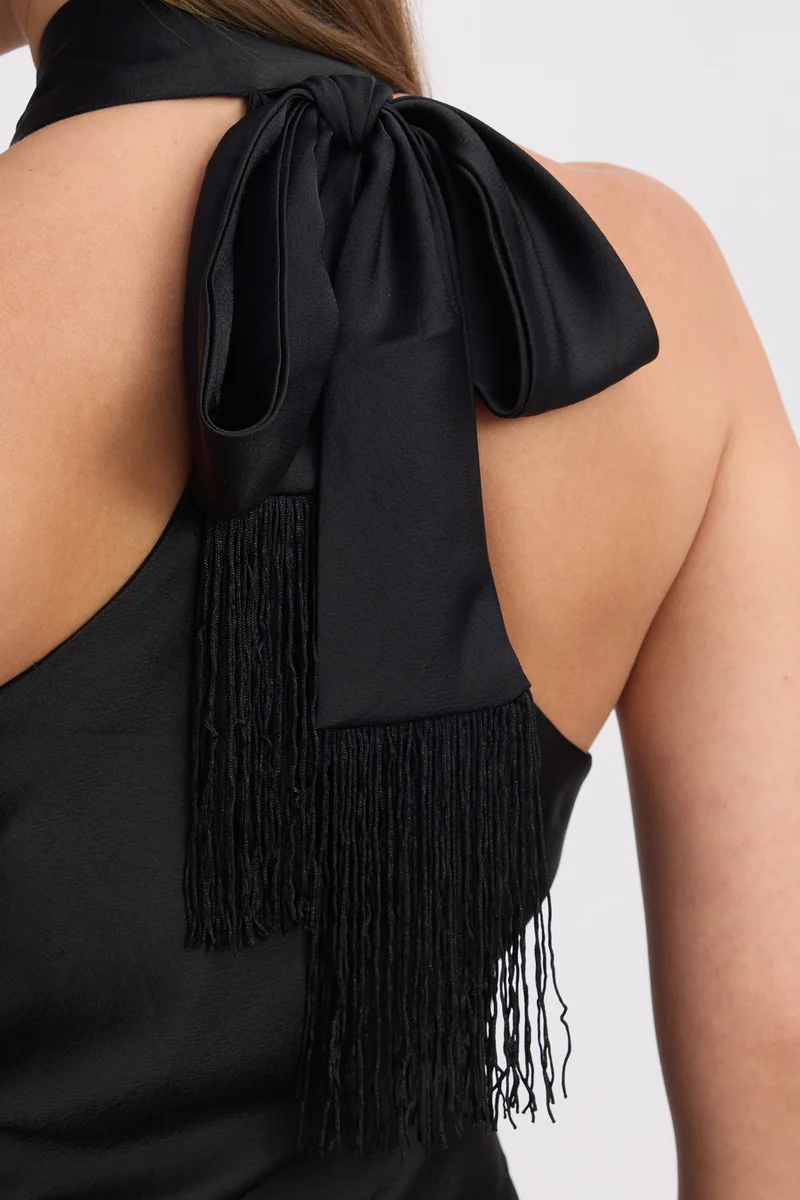 Elinae|Rescued Polyester Halter Neck Slim Dress