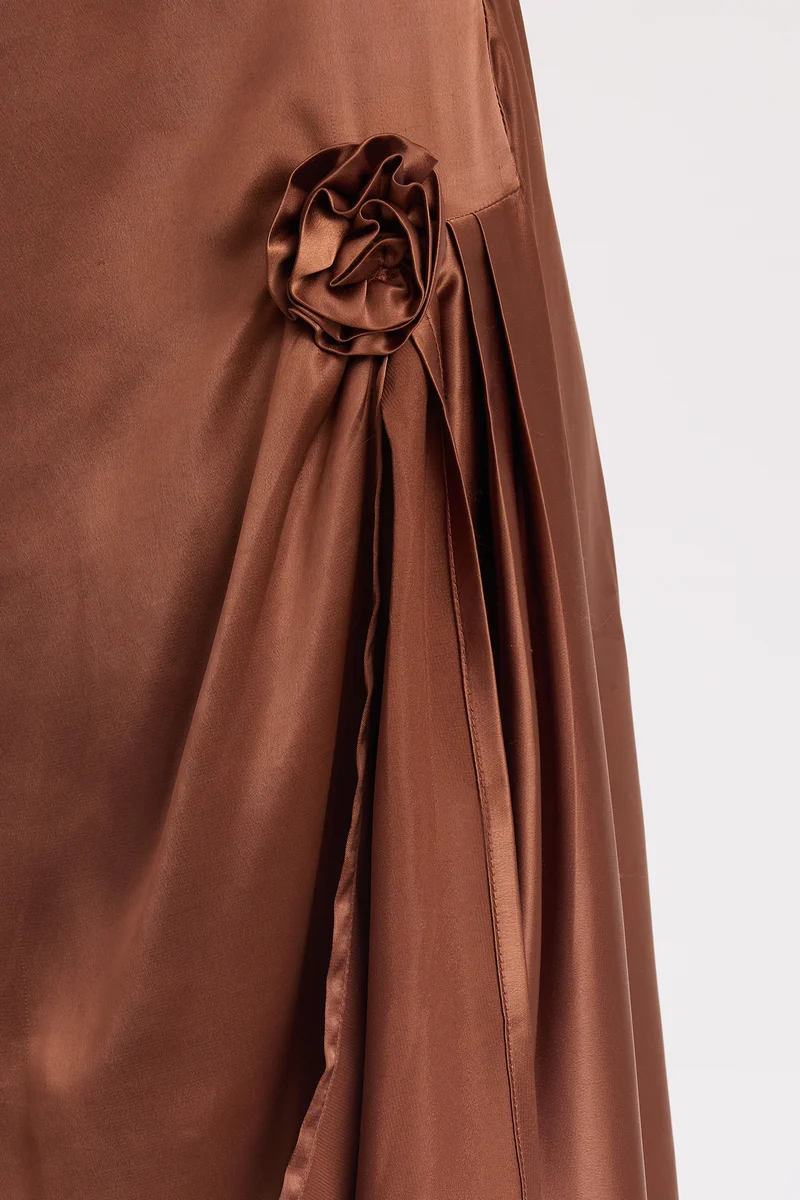 Ginny|Rescued Polyester Side Rose Detail Dress