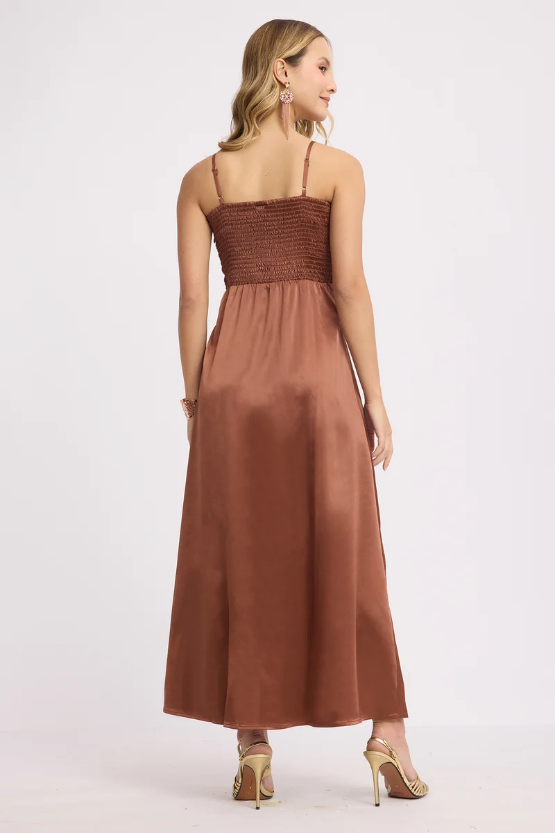 Blu|Rescued Polyester Strapless Gown With Slit