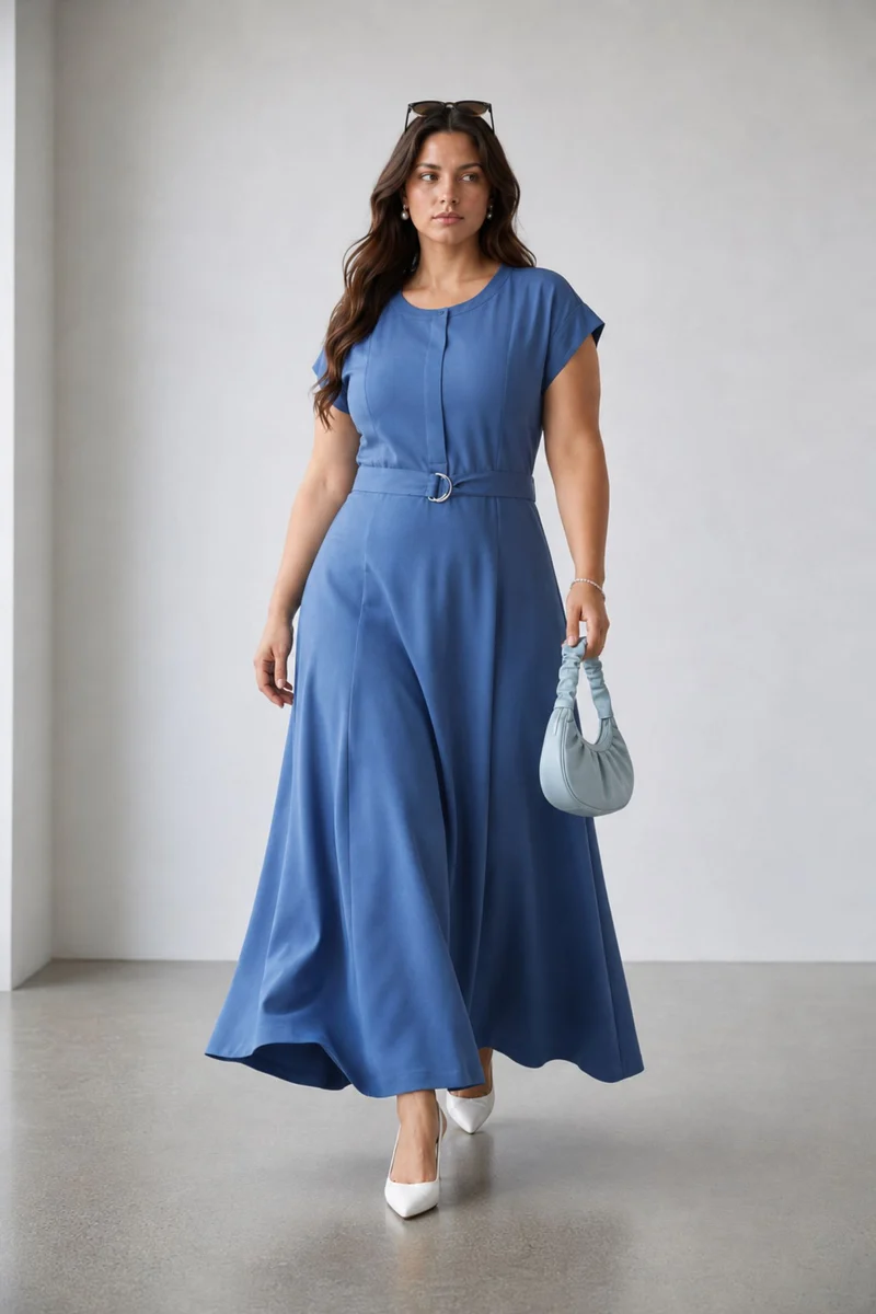 Bedya|Viscose Maxi Shirt Dress