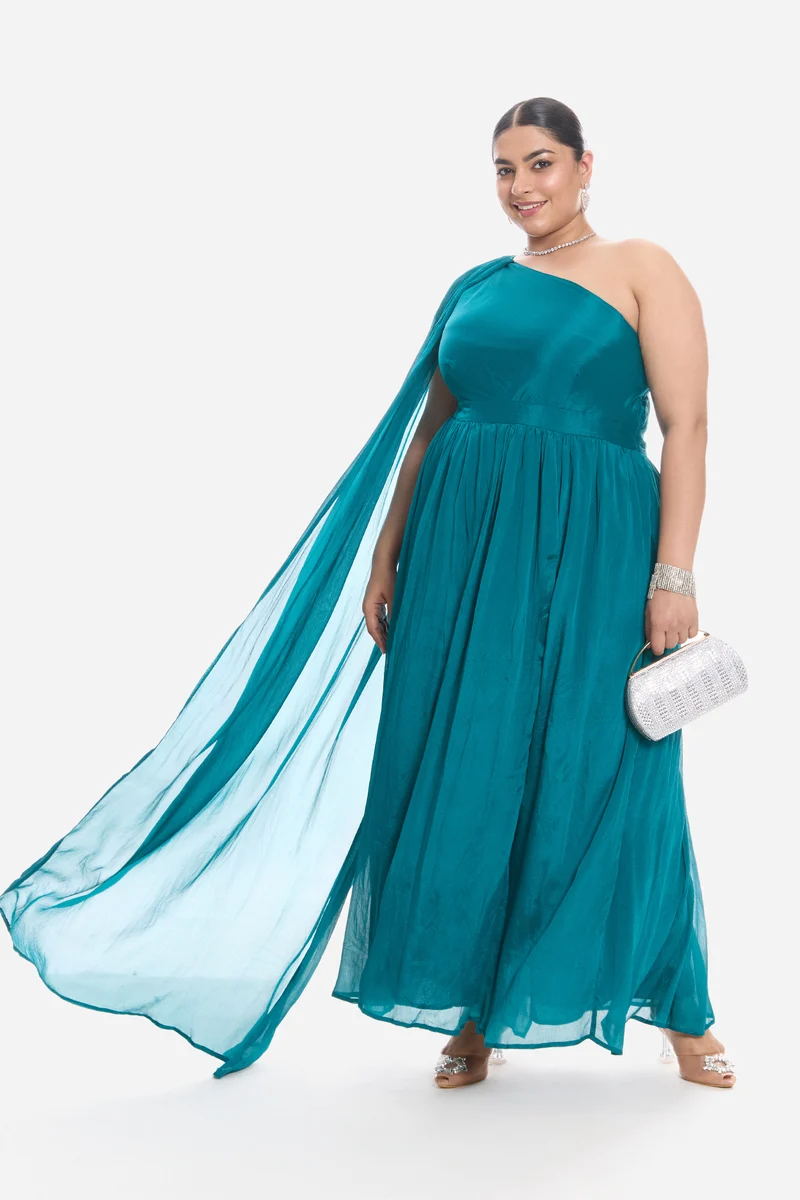 Vinis|Viscose Asymmetric One Shoulder Gown