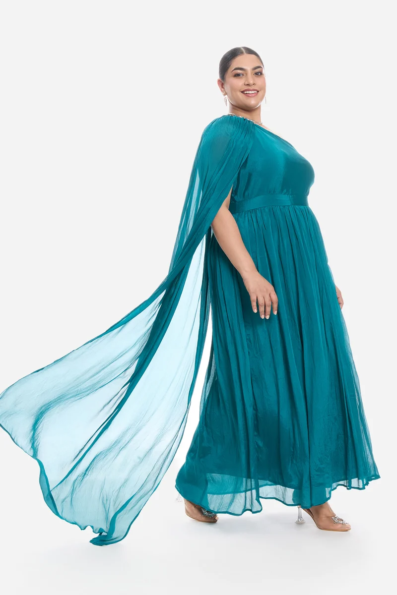 Vinis|Viscose Asymmetric One Shoulder Gown