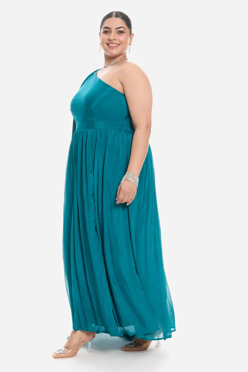 Vinis|Viscose Asymmetric One Shoulder Gown