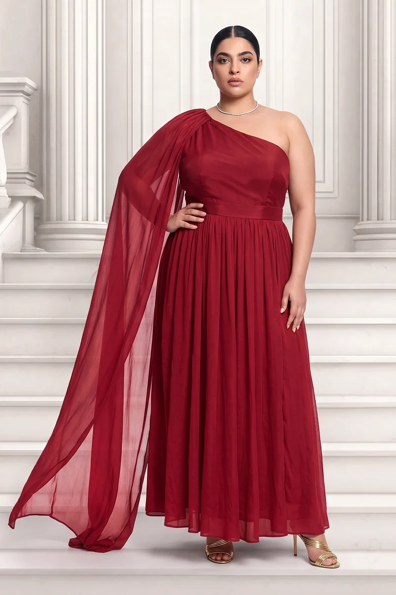 Vinen|Viscose Asymmetric One Shoulder Gown