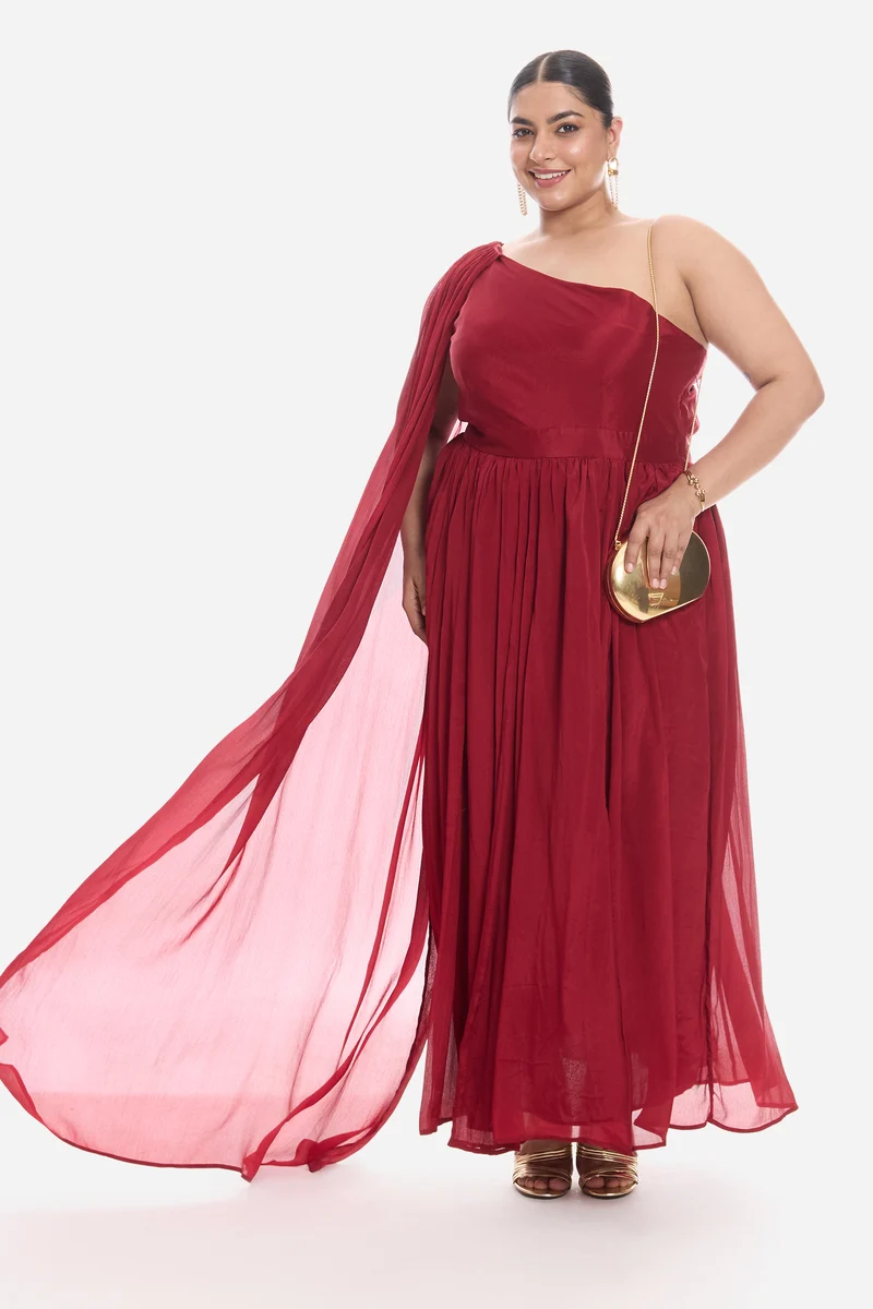 Vinen|Viscose Asymmetric One Shoulder Gown