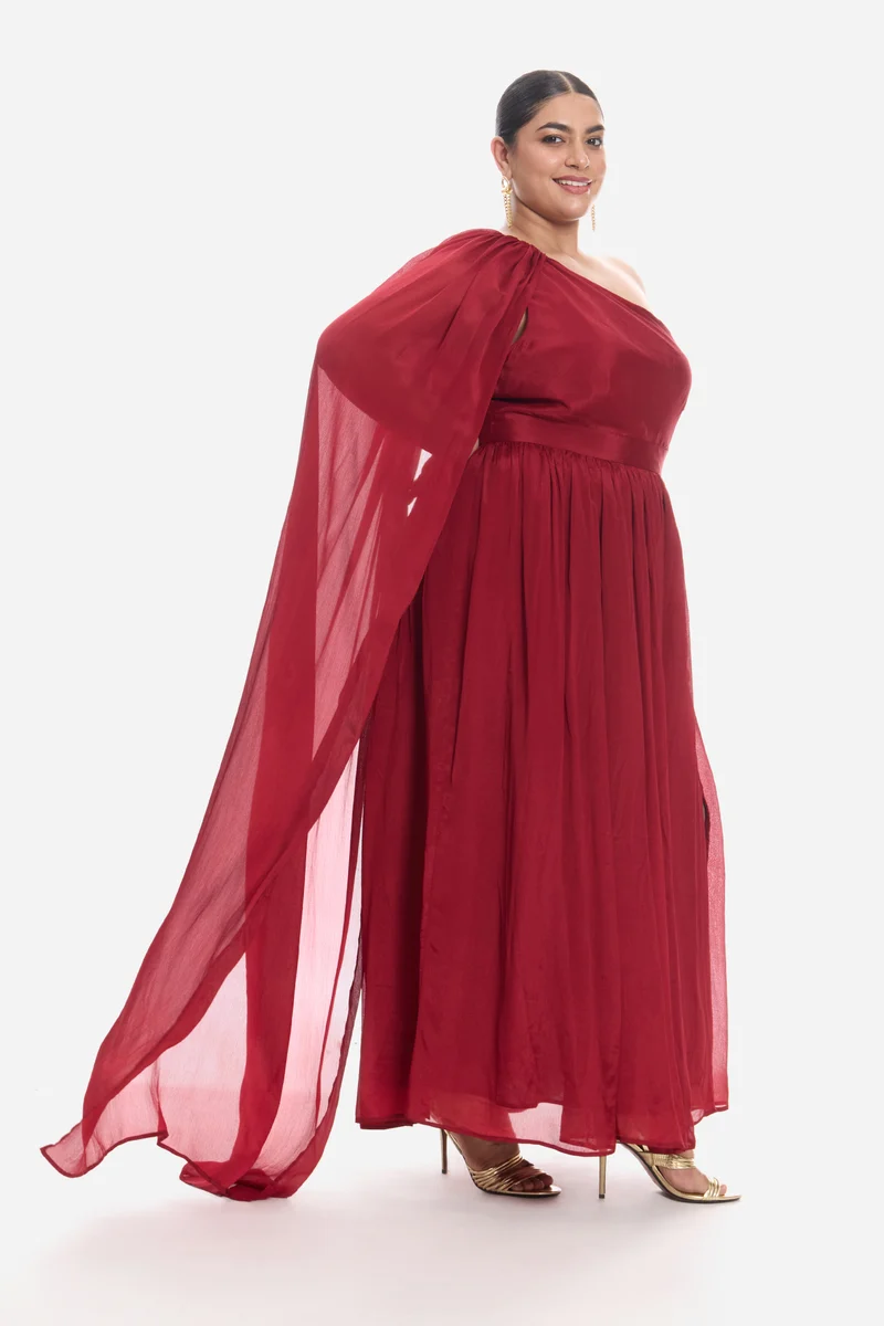 Vinen|Viscose Asymmetric One Shoulder Gown