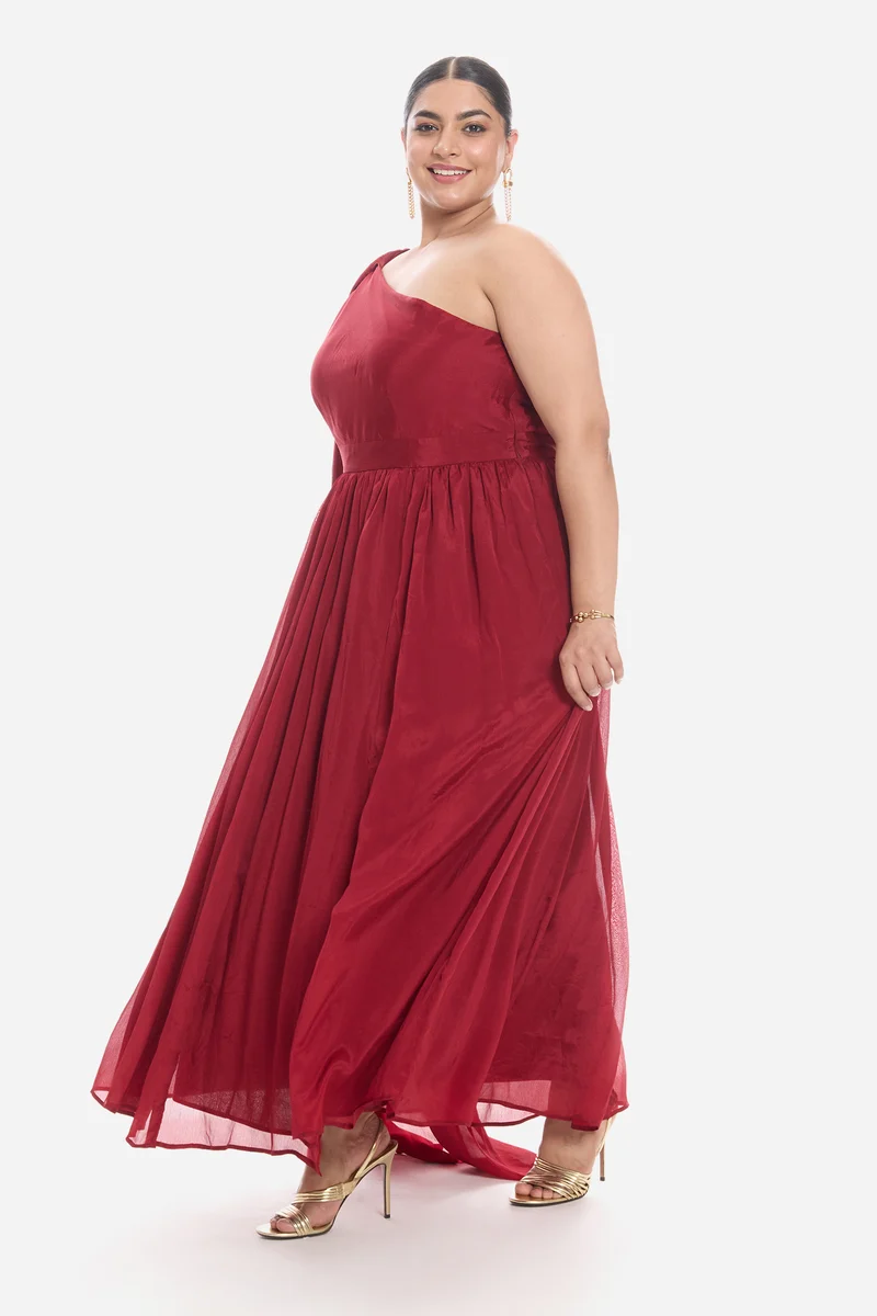 Vinen|Viscose Asymmetric One Shoulder Gown