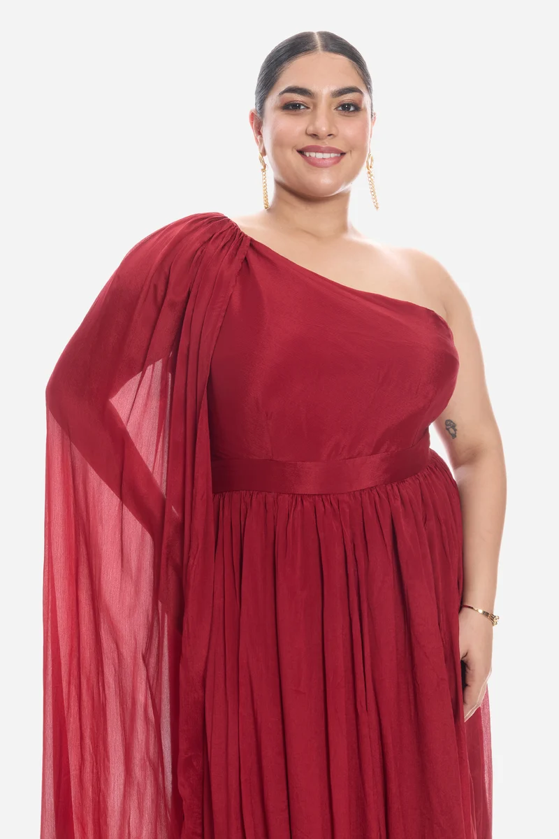 Vinen|Viscose Asymmetric One Shoulder Gown