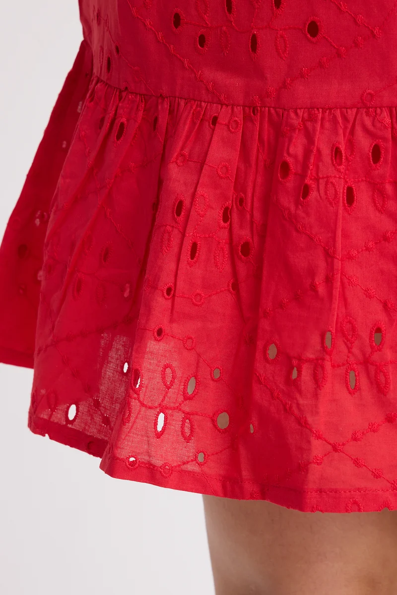 Tsenam|100% Cotton Schiffli Mini Dress