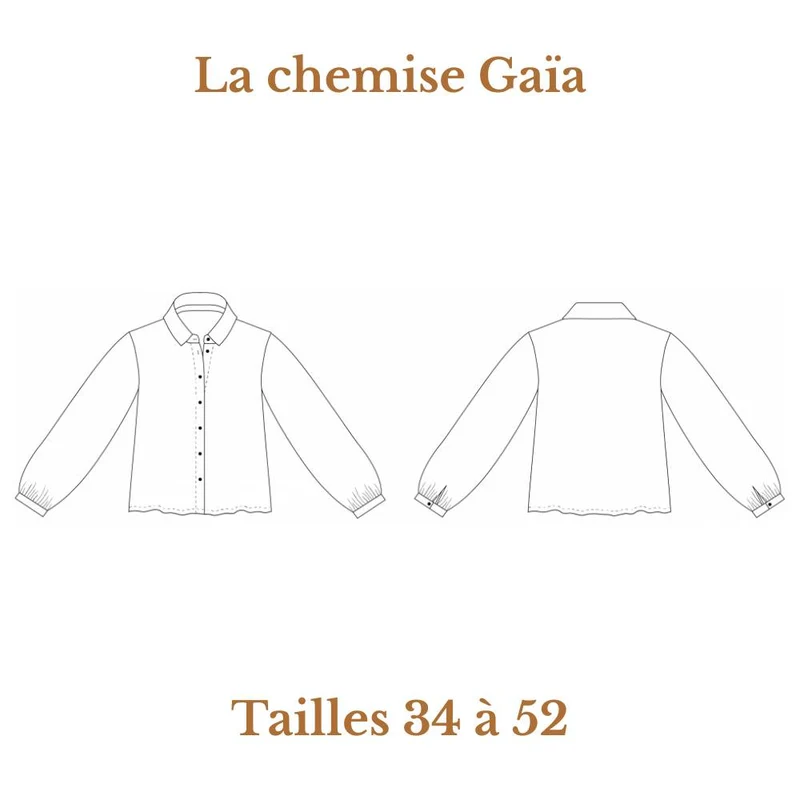 PATRON DE COUTURE PDF | Chemise Gaïa | Cha’Coud | BILINGUE (FR/EN)
