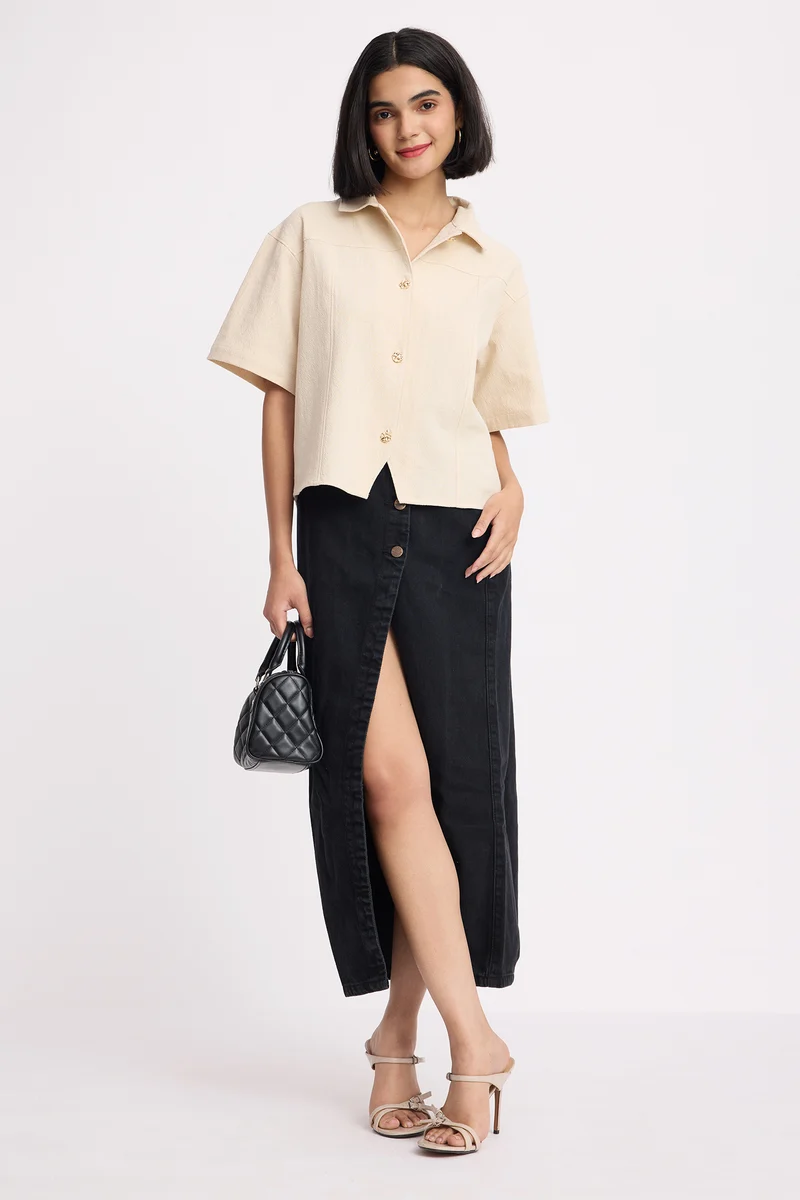 Tsedak|100% Cotton Relaxed Shirt