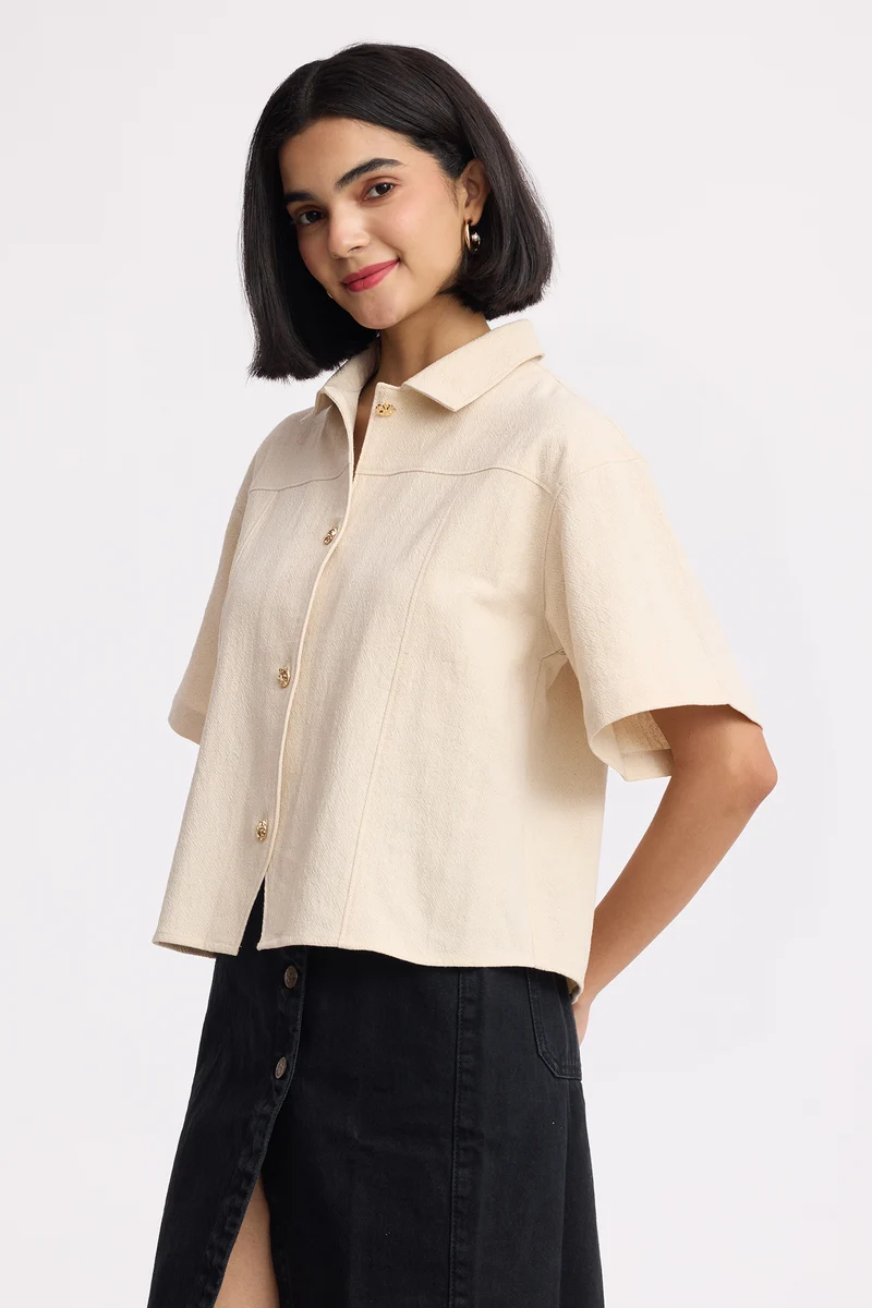 Tsedak|100% Cotton Relaxed Shirt