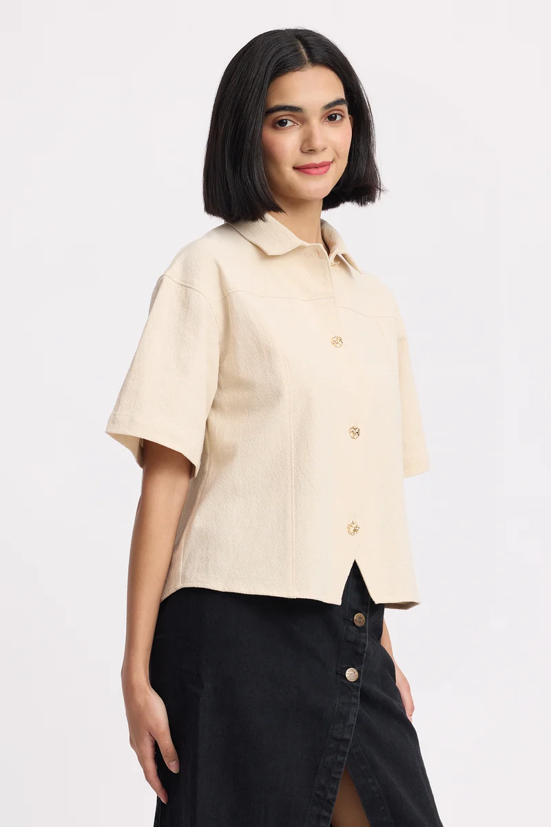 Tsedak|100% Cotton Relaxed Shirt