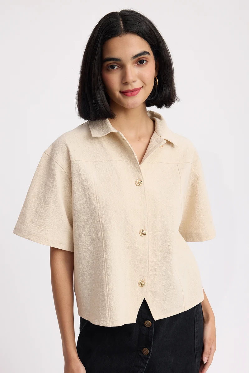Tsedak|100% Cotton Relaxed Shirt