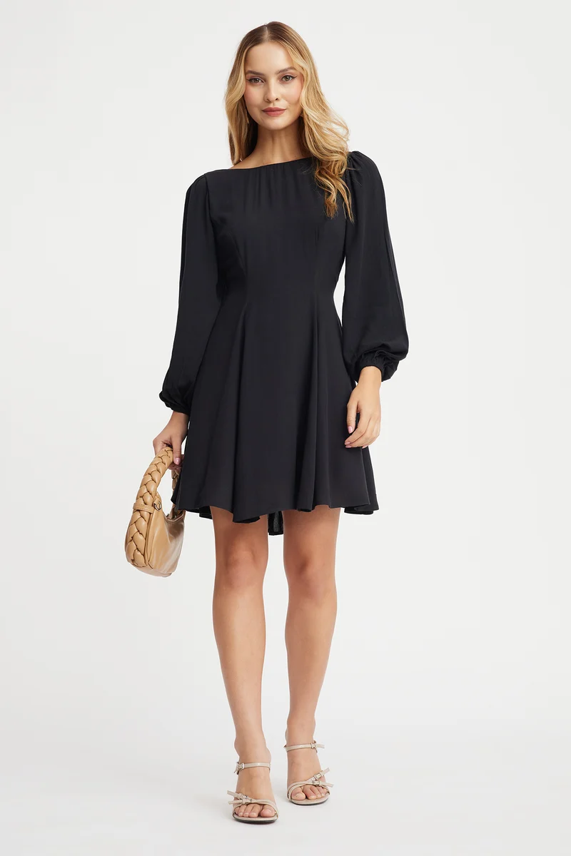 Issna|100% Viscose Godet Mini Dress
