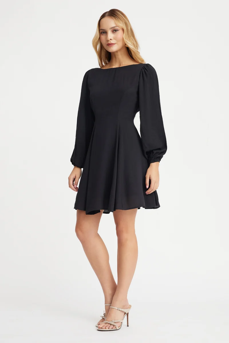 Issna|100% Viscose Godet Mini Dress