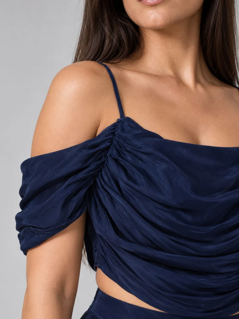 Shizuka Top|100% Viscose Draped Crop Top
