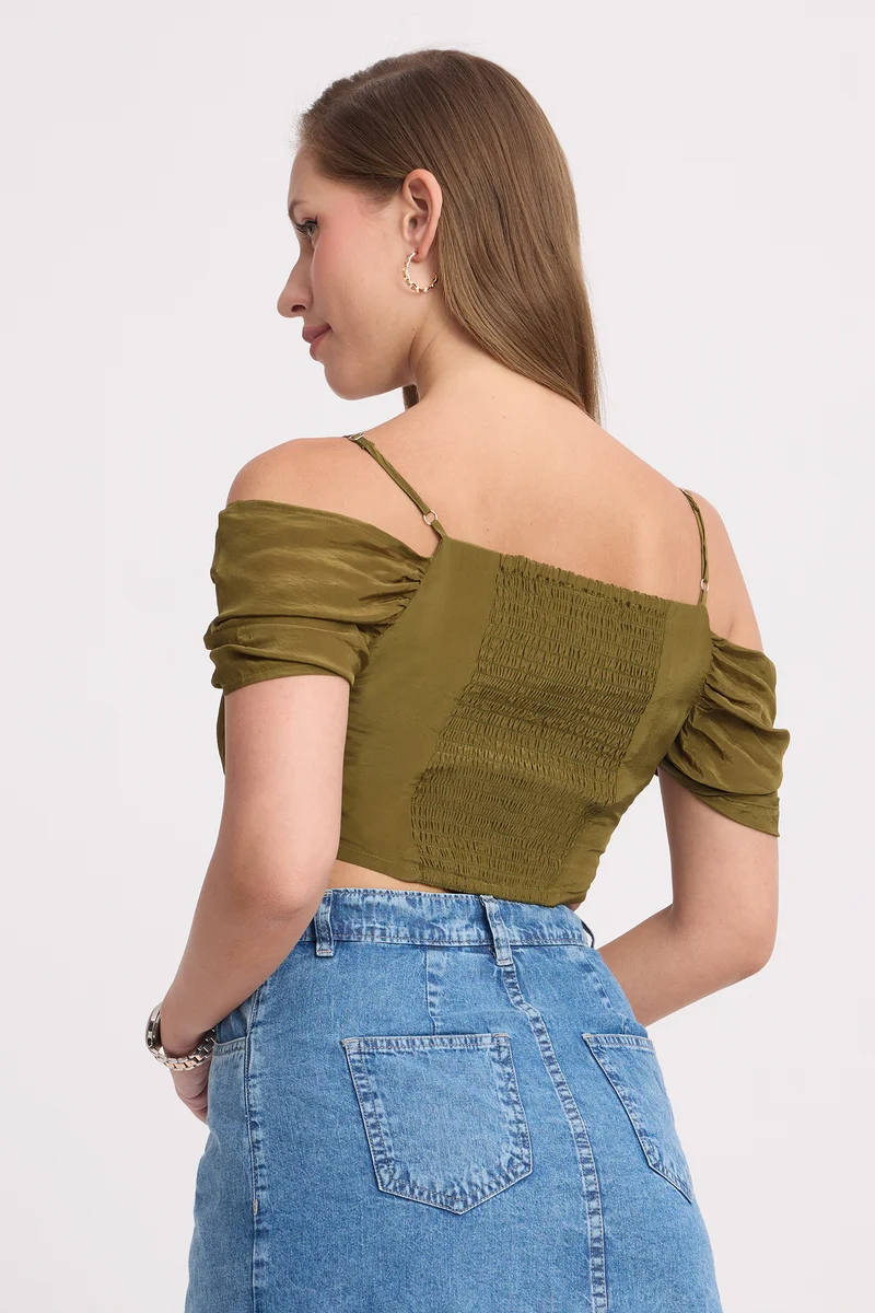 Saki Top|100% Viscose Draped Crop Top